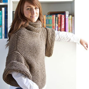 Ash is a garter stitch oversized funnel neck sweater  “This is an exaggerated slouchy funnel neck with dropped rounded shoulders and statement wide sleeves with deep double cuffs. The body is loose and generous with proportions and details that are bang on for this season..”   Ability: Beginners